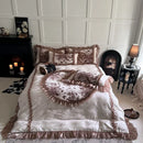 GobekUsa Butterfly Flowers Lace Velvet Bedding Set with Ruffles - Full Bed Linen Collection