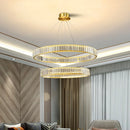 GobekUsa Gold Crystal Round Ring Chandeliers with LED Pendant Light for Ceiling Lighting