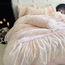 GobekUsa Lace Ruffles Velvet Princess Bedding Set: Duvet, Sheet, Pillowcases