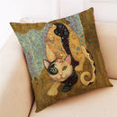 GobekUsa Cat Print Black Short Plush Pillowcase for Modern Living Room Décor