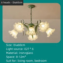 GobekUsa Green Flower Ceiling Chandelier: Elegant Iron Art Pendant Lamp for Living Room, Bedroom, Villa