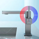 GobekUsa Gun Grey Digital Display Basin Faucet: Modern Black Bathroom Sink Tap with Temperature Display