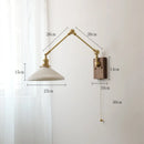 GobekUsa Copper Wall Lamp with Pull Chain Switch, Nordic Design, LED Bulb, Ceramic Lampshade