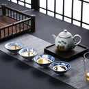 GobekUsa Blue & White Ceramic Kung Fu Tea Cup, Japanese Style Porcelain Sake Espresso Mug