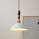GobekUsa Ceramic Knob Switch LED Pendant Lamp, Nordic Walnut Wood Hanging Light Fixtures for Living Room