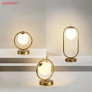 GobekUsa Brass Glass LED Table Lamp | Modern Bedside Reading Desk Light