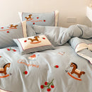 GobekUsa Lucky Trojan Cotton Embroidered Bedding Set: High-end Skin-Friendly Duvet Cover Set