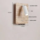 GobekUsa LED Wall Light Fixtures Bedroom Modern Button Switch Yellow Travertine White Iron Bedside Lamp