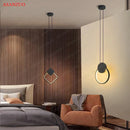 GobekUsa Black Ring Pendant Lamp Dimmable LED Ceiling Hanging Light