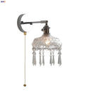 GobekUsa Crystal Iron LED Wall Light Modern Bedside Lamp Clear Glass Wandlamp