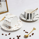 GobekUsa Gilded Marble Texture Ceramic Cup & Saucer Set for Dining Table Tea & Coffee