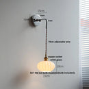 GobekUsa Ceramic LED Wall Sconce Pull Chain Switch, Modern Nordic Bathroom Mirror Light
