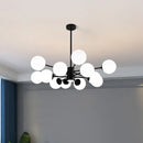 GobekUsa Glass Ball Chandelier - Art Deco Black Pendant Lighting for Home Dining Room