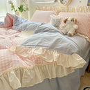 GobekUsa Korean Princess Style Cotton Bedding Set with Ruffles and Lace