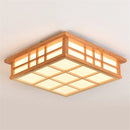 GobekUsa Japanese Wooden Square LED Ceiling Lights for Modern Living Room and Kitchen