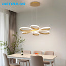 GobekUsa Gold Flower Acrylic Pendant Chandelier - Modern LED Ceiling Light