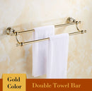 GobekUsa Brass & Crystal Bathroom Set: Towel Rack, Towel Bar, Paper Holder, Soap Dish
