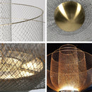 GobekUsa Gold Mesh Grid Ceiling Chandelier: Dimmable LED Indoor Lighting