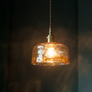 GobekUsa Brass Amber Glass LED Pendant Light for Restaurant Bedside Kitchen Loft Bar