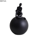 GobekUsa Geometric Base Character Statue Decor - Resin Sculpture for Aesthetic Room Ornaments