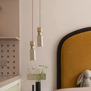 GobekUsa LED Pendant Lamp Mid Century Modern Decor Yellow Travertine Wood Hanglamp