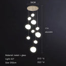 GobekUsa Gregg Glass Suspension Light - White LED Cobblestone Pendant for Villa Staircase & Shop