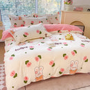 GobekUsa Cozy Flower Print Bedding Set: Brushed Cotton, Skin-Friendly, Soft, Thick, 4Pcs