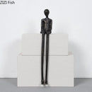GobekUsa Black Character Metal Statue Desk Ornament Sculpture Home Decor Figure Artwork