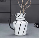GobekUsa Elegant Striped Ceramic Vase TV Cabinet Crafts Hydroponic Home Decor Gift
