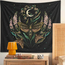 GobekUsa Death's Head Tapestry Wall Hanging Moon Flower Trippy Carpet Dorm Room Decor