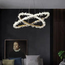 GobekUsa Golden Round Crystal Chandelier | Nordic Luxury LED Halo Chandelier for Living Room