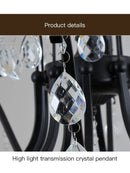 GobekUsa Black Wrought Iron Crystal Chandelier for Living & Dining Room - Elegance meets Style