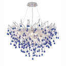 GobekUsa Blue Crystal LED Chandelier: Luxury Classic Pendant Light for Living Room.