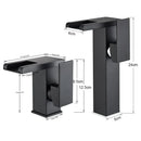GobekUsa Black LED Waterfall Bathroom Faucet, Deck Mounted, Three Color Change