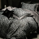 GobekUsa 1000TC Egyptian Cotton Grey Leopard Print Bedding Set with Duvet Cover, Sheet, Pillowcase