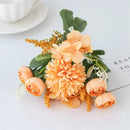 GobekUsa Artificial Hydrangea Tea Rose Bouquet for Home Decor and DIY Wedding Bouquets