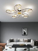 GobekUsa Gold Aluminum LED Chandelier with K9 Crystal, Luxury Pendant Lights for Home Décor