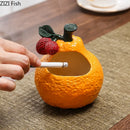 GobekUsa Ceramic Ashtray: Orange & Lychee Design, Desktop Smoking Accessories, Portable Ash Tray