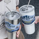 GobekUsa Freeze Thermos Bottle Straw Stainless Steel Tumbler 30oz - Ice Mountain Cup