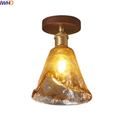 GobekUsa Amber Glass LED Ceiling Light: Modern Aluminum Wood Kitchen Balcony Room Lamp