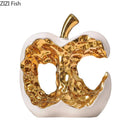 GobekUsa Ceramic Apple Sculpture Desk Decoration - Gold-plated Hollow Out Craft, Room Aesthetic Ornament