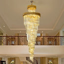 GobekUsa Gold Black Crystal Chandelier Staircase Lights 3m Long Luxury Villa Lighting