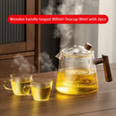 GobekUsa Glass Teapot 900ML with Wooden Handle for Puer Kung Fu Tea