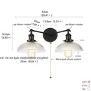 GobekUsa Industrial LED Wall Light Fixture with Pull Chain Switch, 2 Heads Bedside Lamp