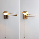GobekUsa Canopy LED Wall Light, Walnut Ash Wood, Pull Chain Switch, Left Right Rotate