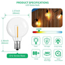 GobekUsa G40 1W PET LED Bulbs - E12 Screw Base Shatterproof Globe Bulbs - Outdoor String Lights