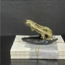 GobekUsa Golden Dinosaur Bone Crocodile Skull Decor for Stylish Home Decor