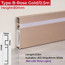 GobekUsa LED Skirting Aluminum Profiles: Brushed Gold/Black, Conner Baseboard, Diffuser, Stair, Floor, Wall Decor