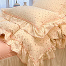 GobekUsa Korean Princess Floral Print Bedding Set in Washed Cotton for Girls