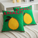 GobekUsa Embroidered Lemon Cushion Cover | Ins Style Green Pillowcase Home Decor